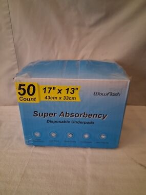 Blue Super Absorbency Disposable Underpads - 50 Count